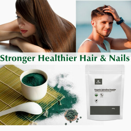 Organic spirulina powder: natural vegetarian food, supply folic acid, vitamin B12, iron, omega fatty acids, GLA, β-carotene, chlorophyll, amino acids - Image 5